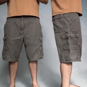 Wrangler Authentics Cargo Shorts Charcoal Grey Baggy Skater Y2K Size 36